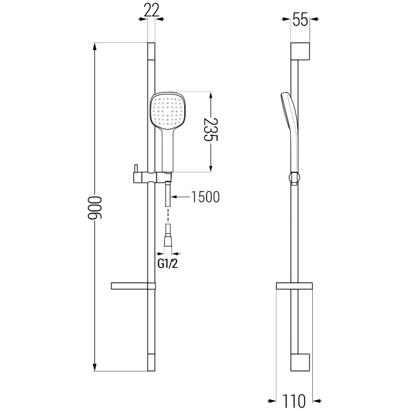 Mexen DS33 glidande duschset, krom - 785334583-00