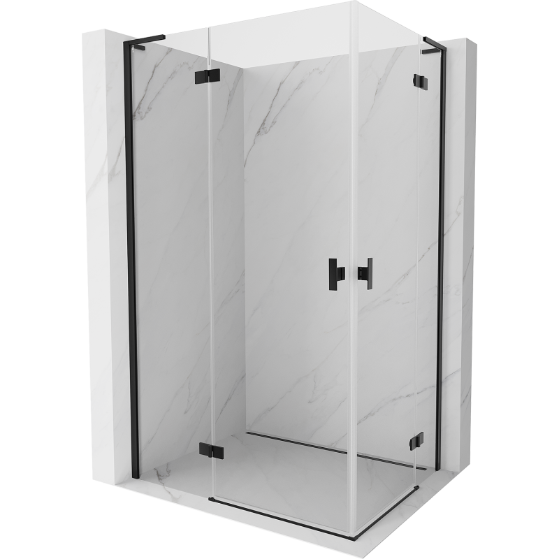 Mexen Mist-H L Duo cabine de douche pivotante 100 x 75 cm, transparent, noire - 8A5L-100L-075P-70-00
