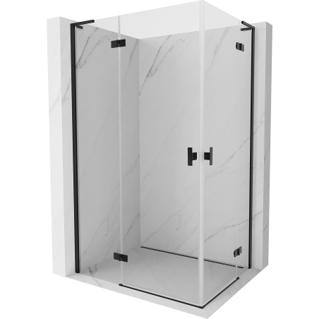 Mexen Mist-H L Duo cabine de douche pivotante 100 x 75 cm, transparent, noire - 8A5L-100L-075P-70-00