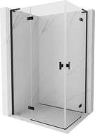 Mexen Mist-H L Duo Duschkabine schwenkbar 100 x 75 cm, transparent, schwarz - 8A5L-100L-075P-70-00