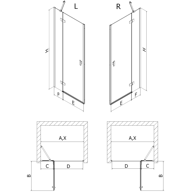 Mexen Mist-H puerta de ducha pivotante izquierda 85 cm, transparente, cromo - 8A5-085-000-01-00-L