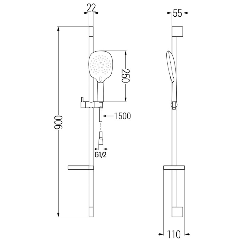 Mexen DS22 libistatav dušikomplekt, kroom - 785224583-00