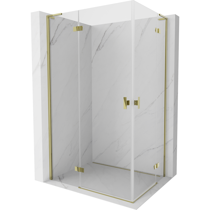 Mexen Mist-H L Duo Duschkabine, drehbar, 120 x 70 cm, transparent, gold - 8A5L-120L-070P-50-00