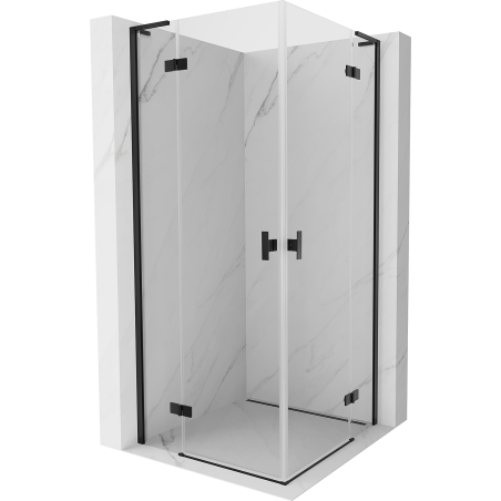 Mexen Mist-H L Duo Hinged Shower Enclosure 80 x 80 cm, Transparent, Black - 8A5L-080L-080P-70-00