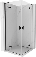 Mexen Mist-H L Duo Duschkabine, schwenkbar, 80 x 80 cm, transparent, schwarz - 8A5L-080L-080P-70-00
