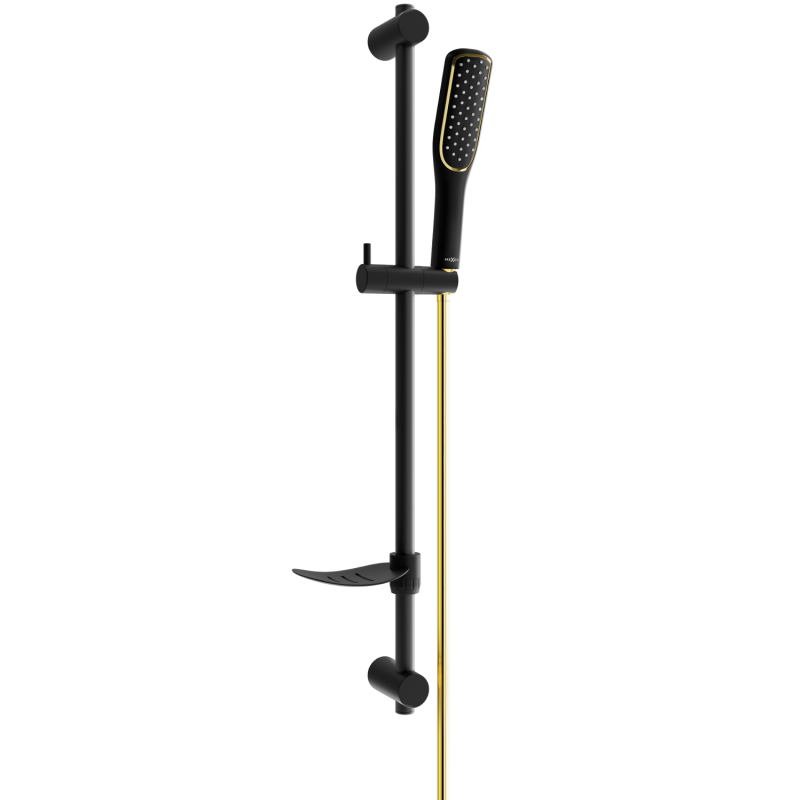Mexen DF49 sliding shower set, black/gold - 785494582-57