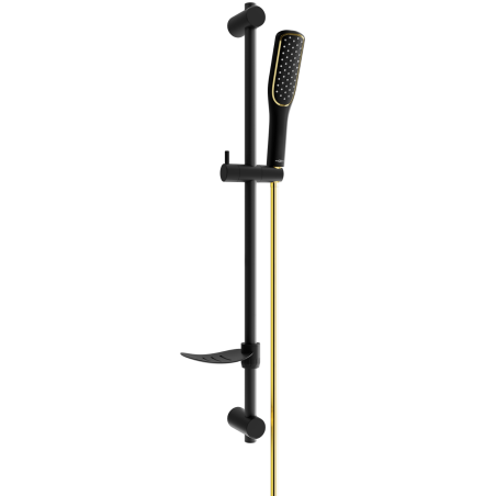 Mexen DF49 sliding shower set, black/gold - 785494582-57