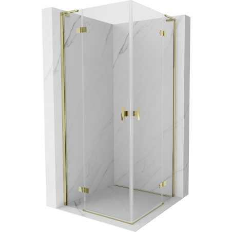 Mexen Mist-H L Duo cabina doccia con apertura 75 x 75 cm, trasparente, oro - 8A5L-075L-075P-50-00