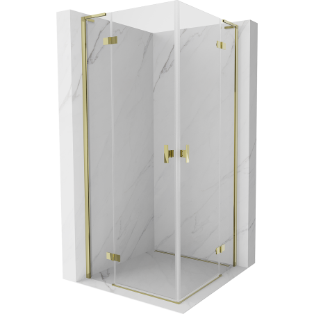 Mexen Mist-H L Duo cabine de douche à porte battante 75 x 75 cm, transparent, doré - 8A5L-075L-075P-50-00