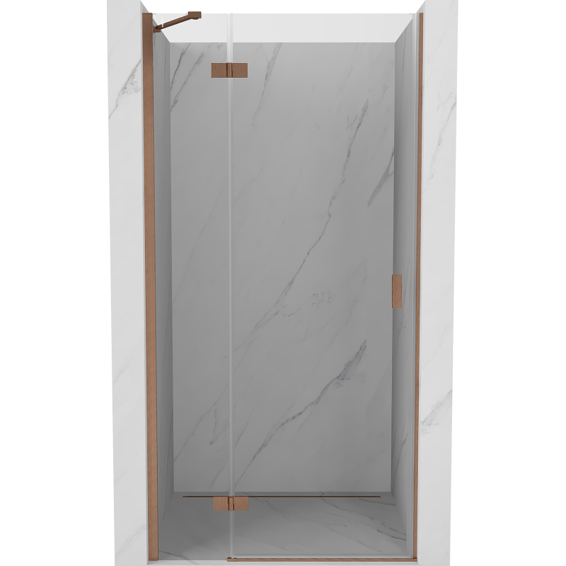 Mexen Mist-H douchedeur, openslaand, links 95 cm, transparant, geborsteld koper - 8A5-095-000-65-00-L