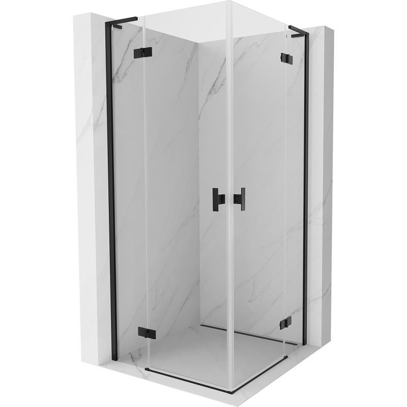 Mexen Mist-H L Duo Duschkabine, schwenkbar 90 x 90 cm, transparent, schwarz - 8A5L-090L-090P-70-00