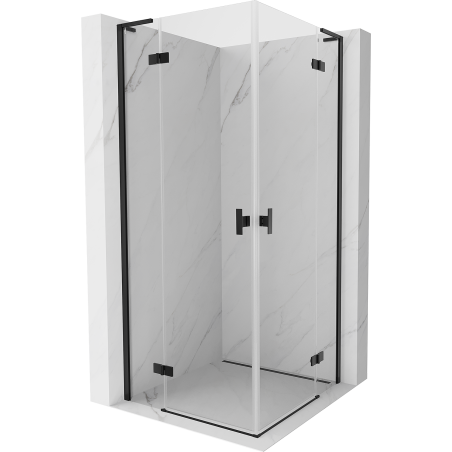 Mexen Mist-H L Duo Duschkabine, schwenkbar 90 x 90 cm, transparent, schwarz - 8A5L-090L-090P-70-00