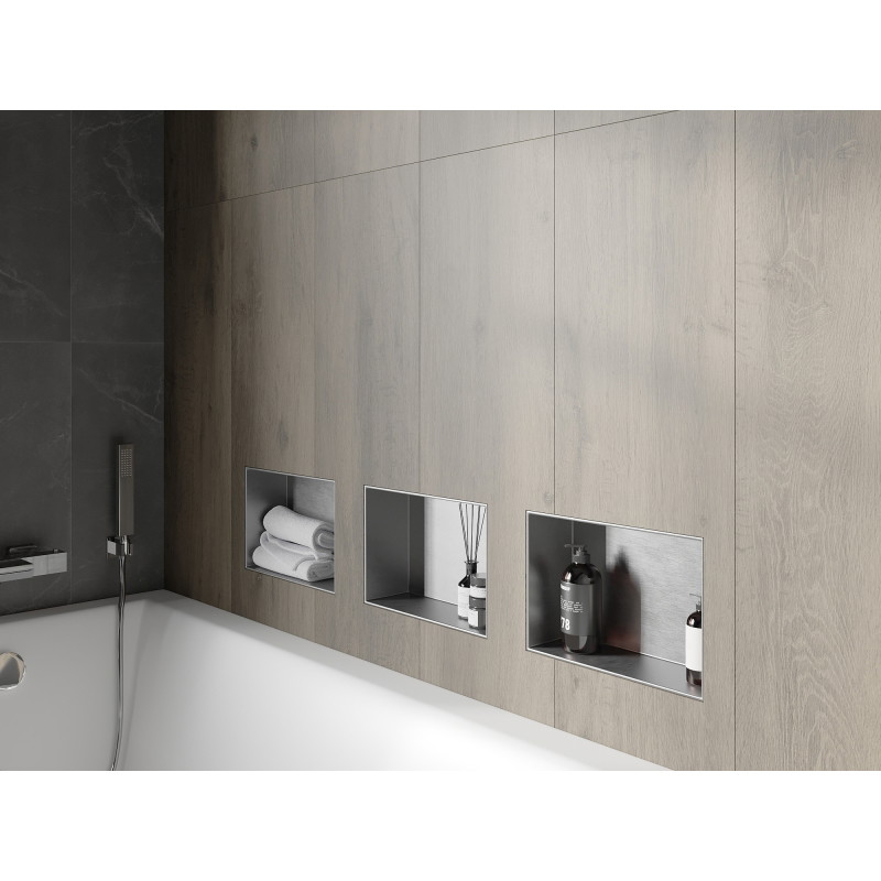 Mexen X-Wall-NR inbouwplank zonder sierlijst 30 x 20 cm, inox - 1911302010