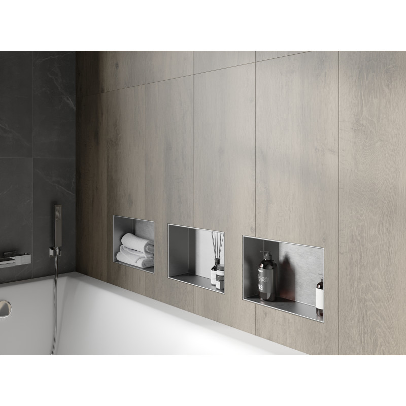 Mexen X-Wall-NR półka wnękowa bez kołnierza 30 x 20 cm, inox - 1911302010
