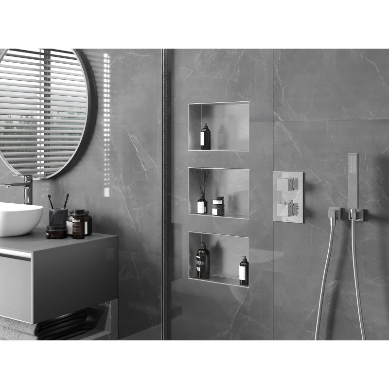 Mexen X-Wall-NR nisvak plank zonder rand 30 x 20 cm, inox - 1911302010