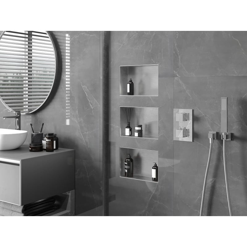 Mexen X-Wall-NR półka wnękowa bez kołnierza 30 x 20 cm, inox - 1911302010