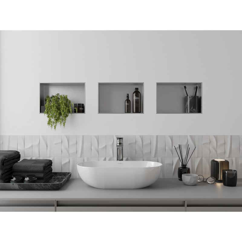 Mexen X-Wall-NR półka wnękowa bez kołnierza 30 x 20 cm, inox - 1911302010