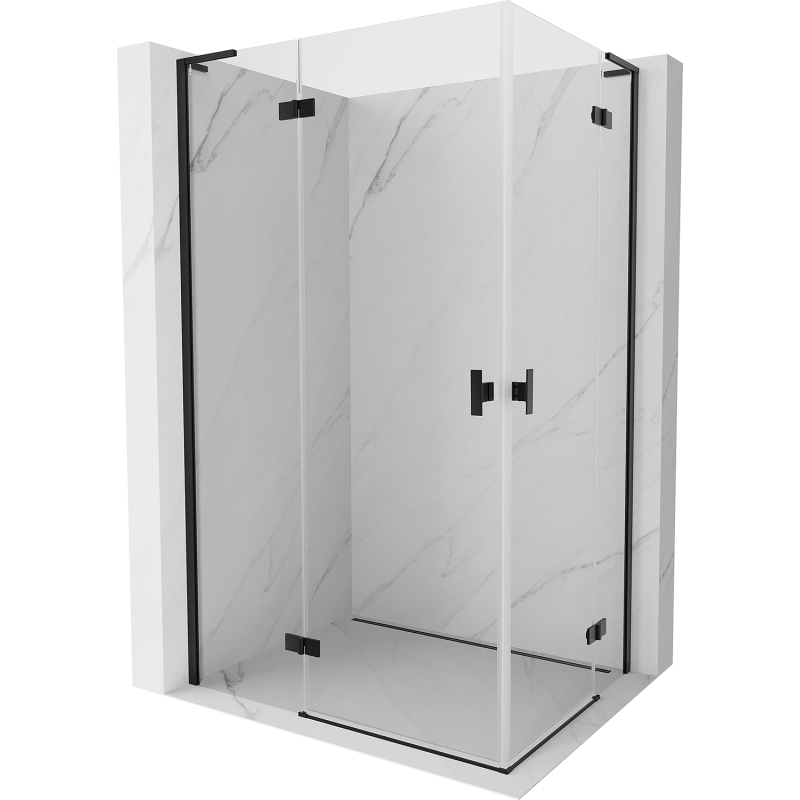 Mexen Mist-H L Duo Duschkabine schwenkbar 120 x 115 cm, transparent, schwarz - 8A5L-120L-115P-70-00