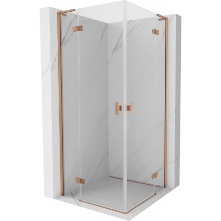 Mexen Mist-H L Duo shower cabin hinged 70 x 70 cm, transparent, brushed copper - 8A5L-070L-070P-65-00