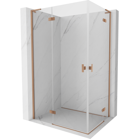 Mexen Mist-H L Duo Duschkabine schwenkbar 75 x 70 cm, transparent, gebürstetes Kupfer - 8A5L-075L-070P-65-00