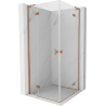 Mexen Mist-H L Duo cabine de douche pivotante 75 x 75 cm, transparent, cuivre brossé - 8A5L-075L-075P-65-00