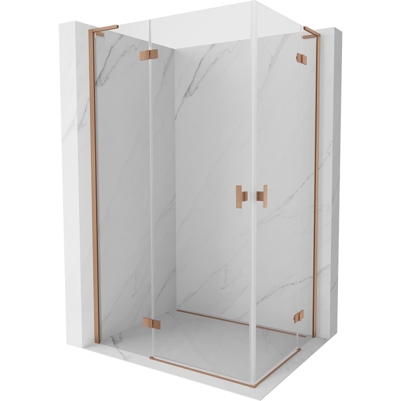 Mexen Mist-H L Duo Duschkabine schwingbar 85 x 75 cm, transparent, gebürstetes Kupfer - 8A5L-085L-075P-65-00