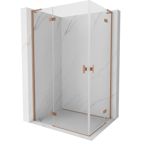 Mexen Mist-H L Duo Duschkabine schwingbar 85 x 75 cm, transparent, gebürstetes Kupfer - 8A5L-085L-075P-65-00