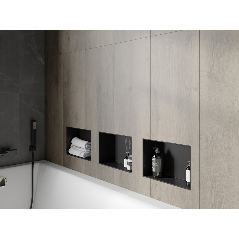 Mexen X-Wall-NR nis nis plank zonder rand 30 x 20 cm, zwart - 1971302010