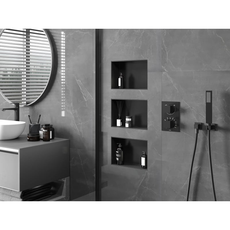 Mexen X-Wall-NR recessed shelf without flange 30 x 20 cm, black - 1971302010