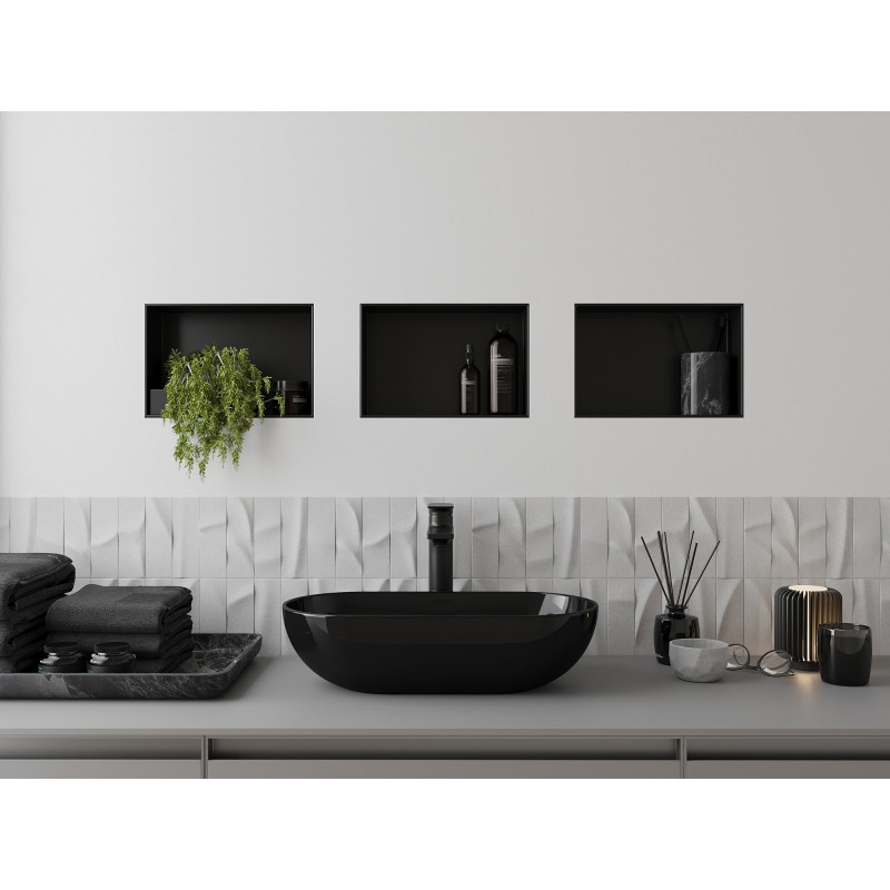Mexen X-Wall-NR nis nis plank zonder rand 30 x 20 cm, zwart - 1971302010