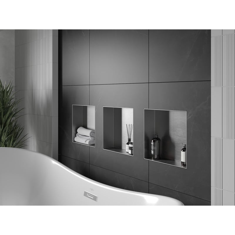 Mexen X-Wall-NR nischhylla utan kant 30 x 30 cm, inox - 1911303010