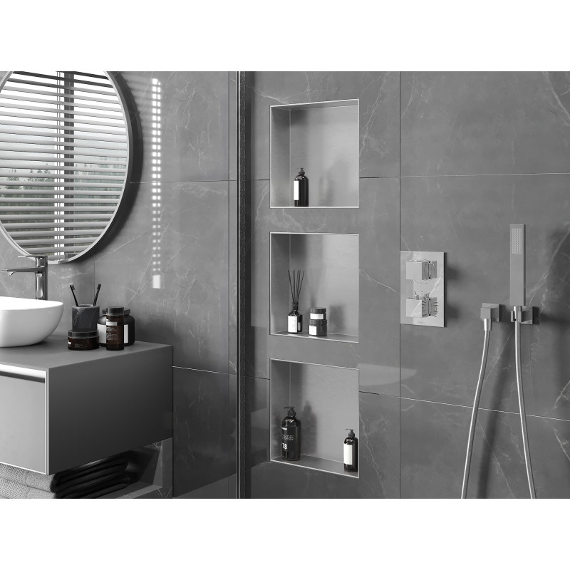Mexen X-Wall-NR Nischenregal ohne Rand 30 x 30 cm, Inox - 1911303010