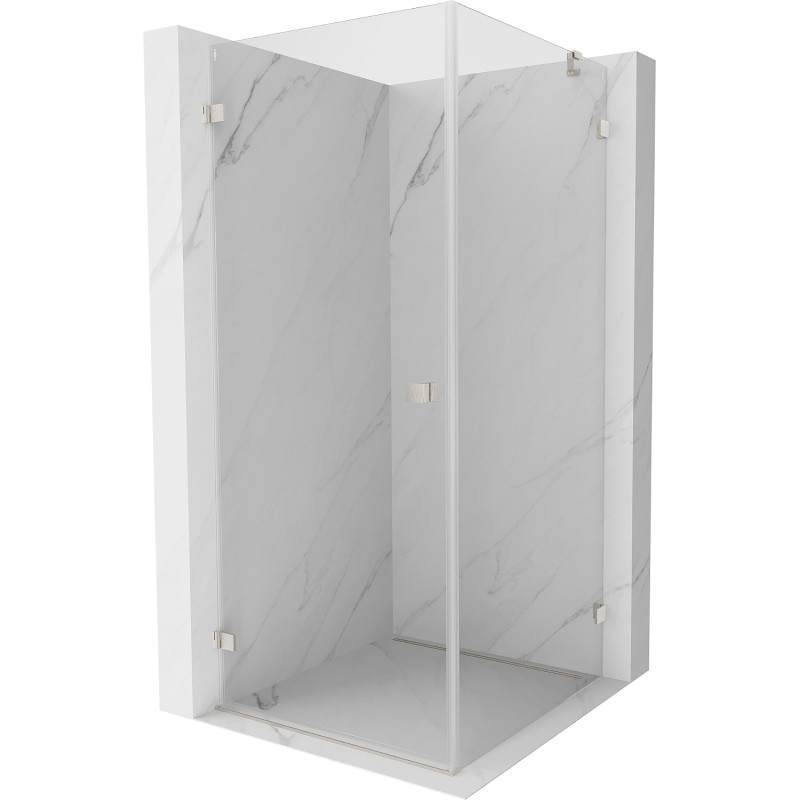 Mexen Lunar-B dušinurk, kaldavatavad uksed, vasak 80 x 80 cm, läbipaistev, harjatud nikkel - 832-080-080-97-00-L