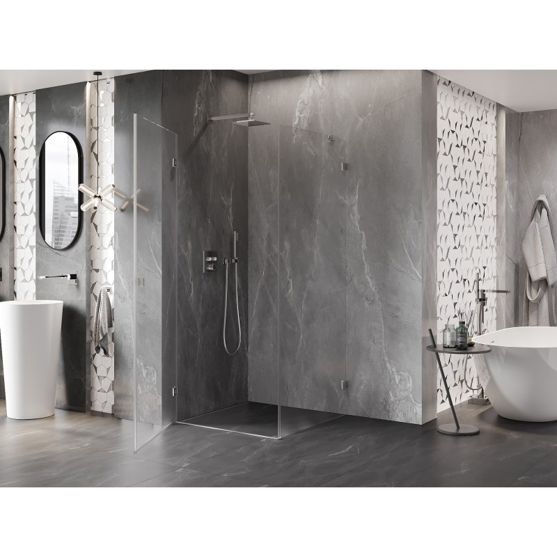 Mexen Lunar-B dušinurk, kaldavatavad uksed, vasak 80 x 80 cm, läbipaistev, harjatud nikkel - 832-080-080-97-00-L
