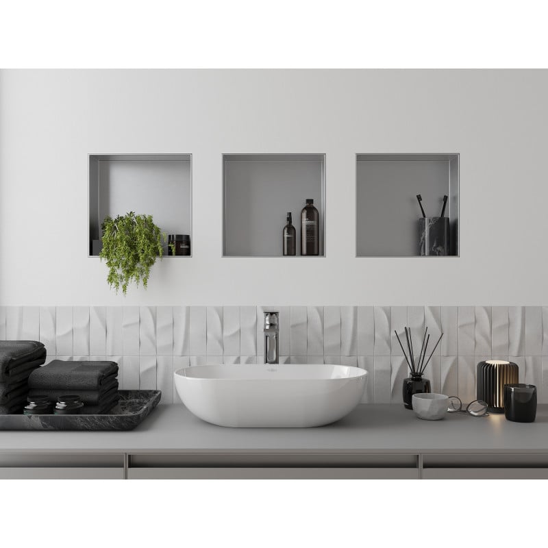 Mexen X-Wall-NR półka wnękowa bez kołnierza 30 x 30 cm, inox - 1911303010