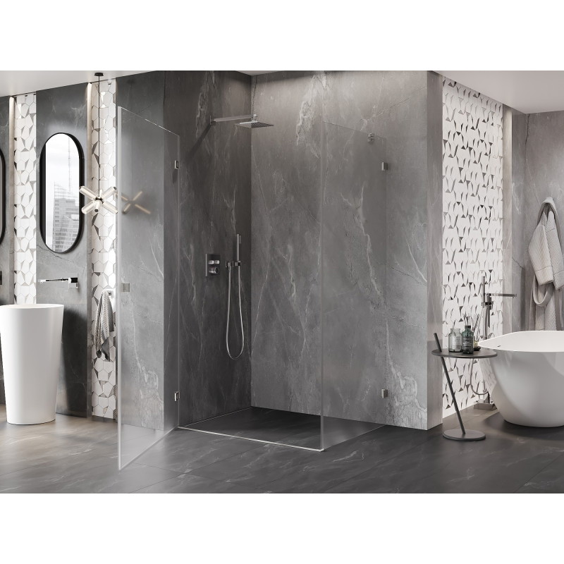 Mexen Lunar-B dušinurk, avatav vasak 85 x 80 cm, läbipaistev, harjatud nikkel - 832-085-080-97-00-L