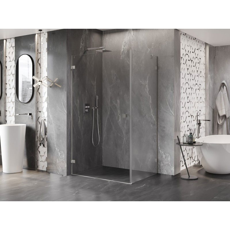 Mexen Lunar-B left-hinged shower enclosure 95 x 80 cm, transparent, brushed nickel - 832-095-080-97-00-L