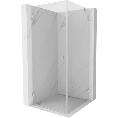 Mexen Lunar-B Duschkabine, schwenkbar, links, 90 x 90 cm, transparent, gebürsteter Nickel - 832-090-090-97-00-L