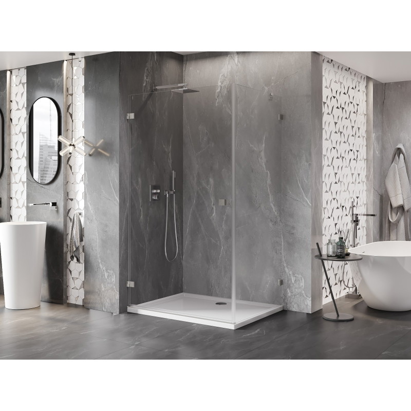 Mexen Lunar-B dušinurk, vasakpoolne 100 x 90 cm, läbipaistev, harjatud nikkel - 832-100-090-97-00-L