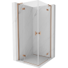 Mexen Mist-H L Duo Duschkabine, aufklappbar, 90 x 90 cm, transparent, gebürstetes Kupfer - 8A5L-090L-090P-65-00