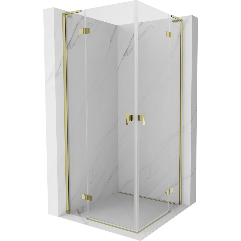 Mexen Mist-H L Duo duschkabin med gångjärn 90 x 90 cm, transparent, guld - 8A5L-090L-090P-50-00
