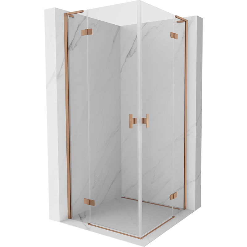 Mexen Mist-H L Duo cabine de douche pivotante 95 x 95 cm, transparent, cuivre brossé - 8A5L-095L-095P-65-00