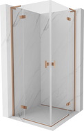 Mexen Mist-H L Duo preklopna tuš kabina 100 x 100 cm, prozirna, brušeni bakar - 8A5L-100L-100P-65-00