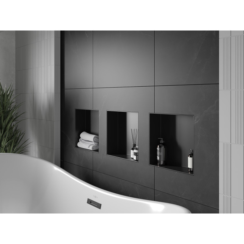 Mexen X-Wall-NR estante empotrado sin reborde 30 x 30 cm, negro - 1971303010