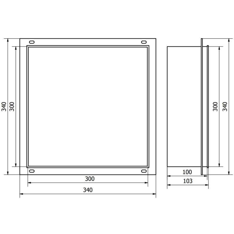 Mexen X-Wall-NR recessed shelf without flange 30 x 30 cm, white - 1921303010