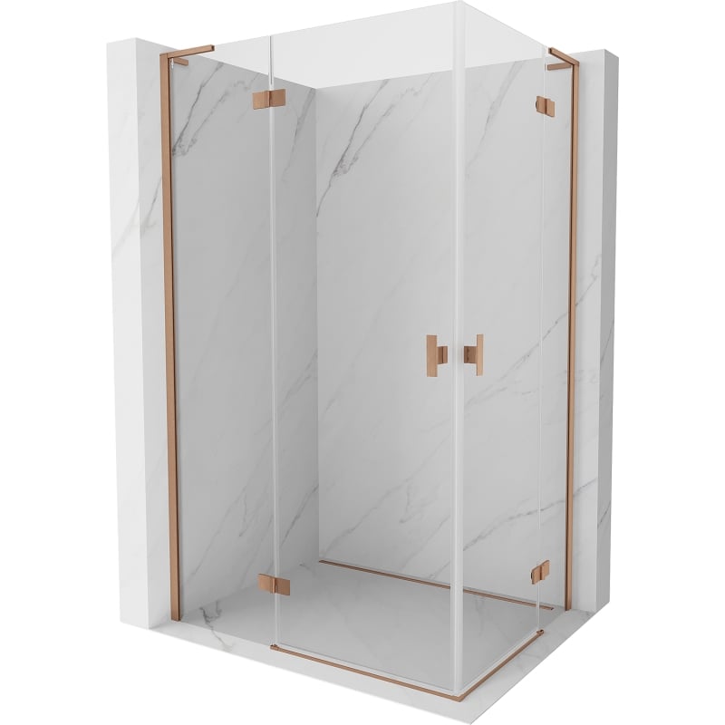 Mexen Mist-H L Duo vasakpoolne avanev dušinurk 115 x 105 cm, läbipaistev, harjatud vask - 8A5L-115L-105P-65-00