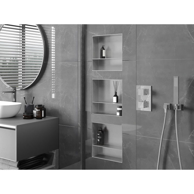 Mexen X-Wall-NR Nischenablage ohne Kragen mit Ablage 30 x 30 cm, Inox - 1911303010S