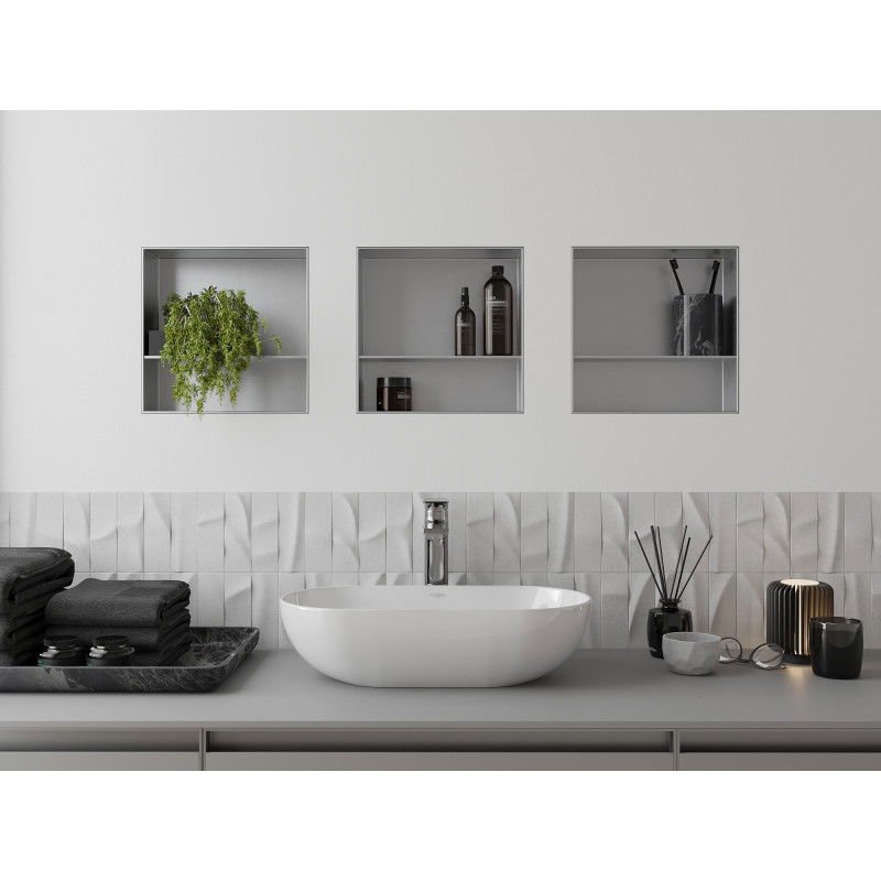 Mexen X-Wall-NR estante empotrado sin reborde con balda 30 x 30 cm, inox - 1911303010S