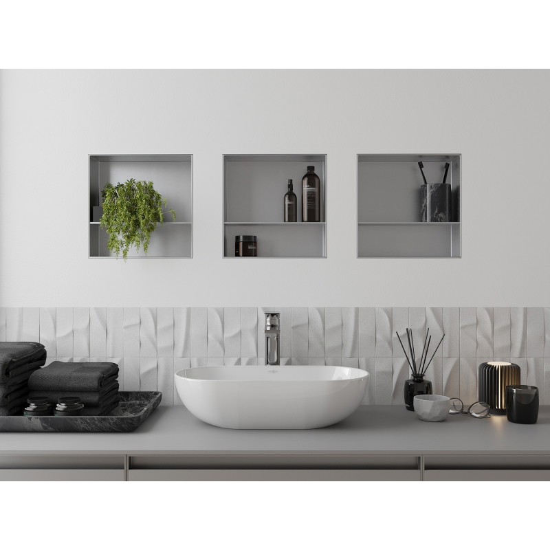 Mexen X-Wall-NR nisvak zonder flens met plank 30 x 30 cm, inox - 1911303010S