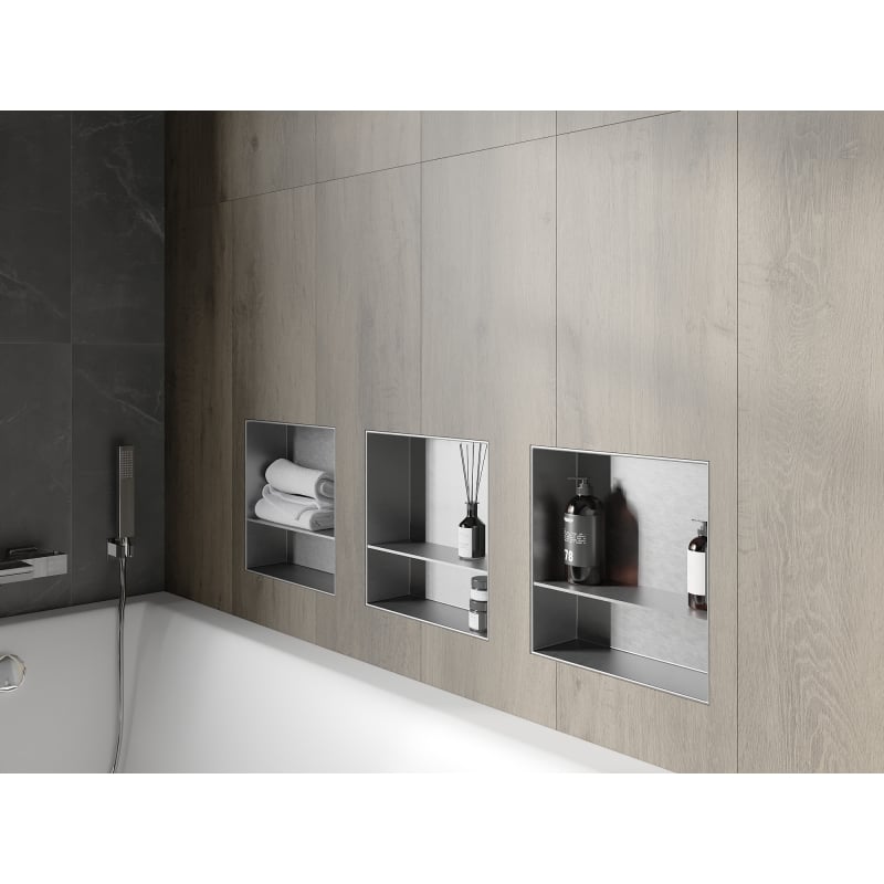Mexen X-Wall-NR recessed shelf without a flange with a shelf 30 x 30 cm, inox - 1911303010S